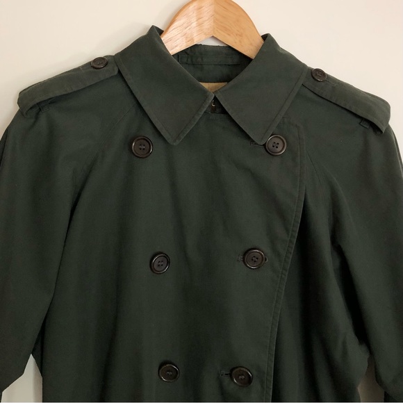 BURBERRYS Vintage 80s Trench Coat Mac Women's UK 10 Long Green Nova Check Belt - Picture 5 of 16